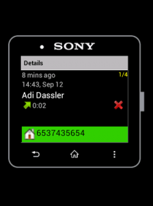 Log for SmartWatch2, details view